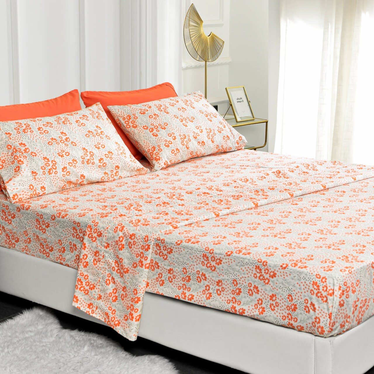 American Home Collection Floral Bedding Sheets & Pillowcases Set Brushed Microfiber Wrinkle Free Sheet Set